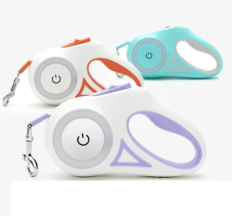 Hundeleine mit Lichtern, für kleine und mittelgroße Hunde, automatisch einziehbare Hundeleine, Teddy-Reise-Haustierbedarf, Zubehör