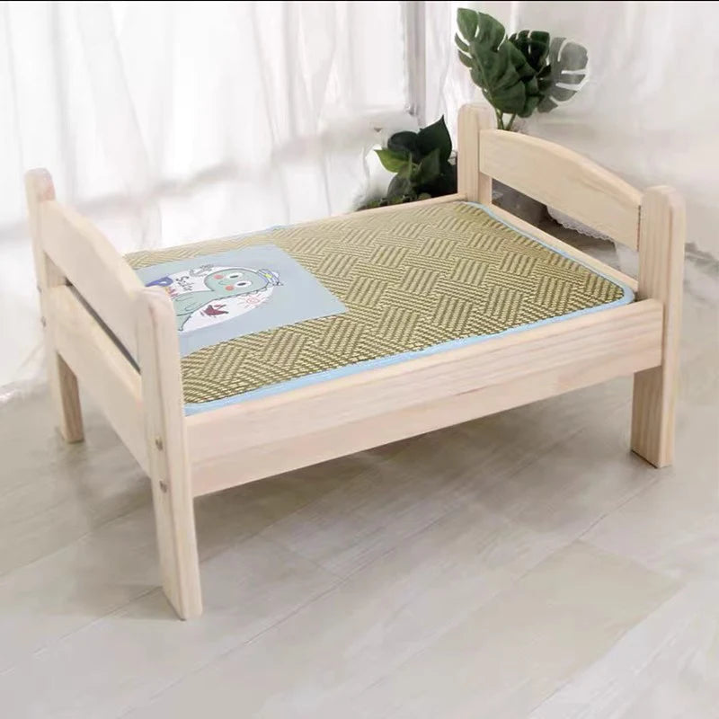 ‌ Haustierbett aus massivem Holz, erhöhtes Katzenhaus mit verdicktem Boden