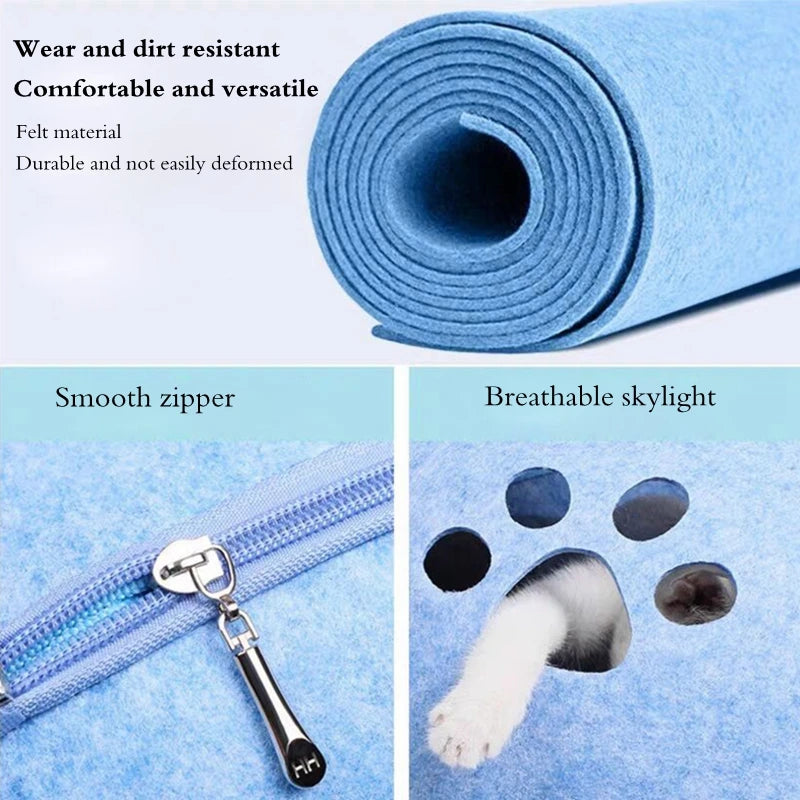 Katzenbett aus Naturfilz – gemütliche Katzenhöhle mit Kissen