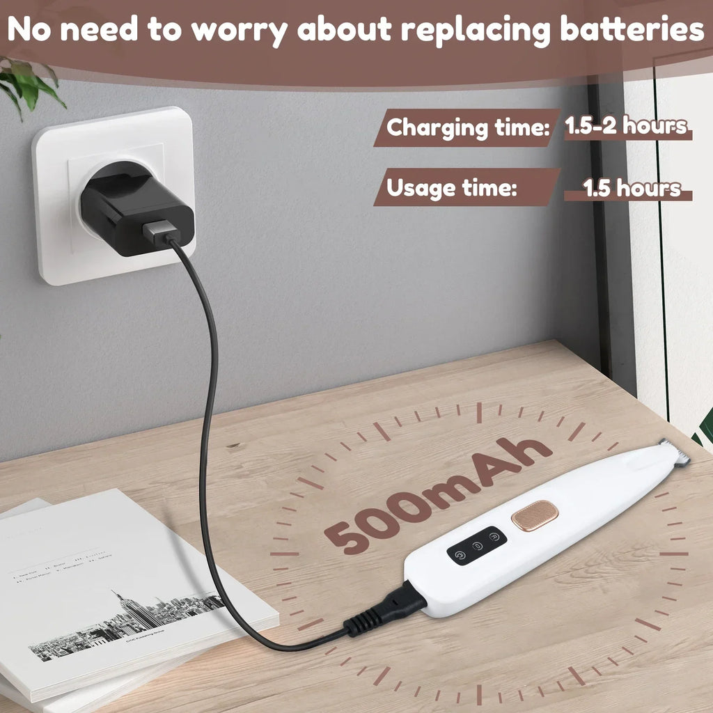 Neuer Hundepfoten-Trimmer mit LED-Licht, vollständig wasserdichter Tierhaarschneider mit LED-Anzeige, Hundeknipser für die Fellpflege, 18 mm breiter Klinge