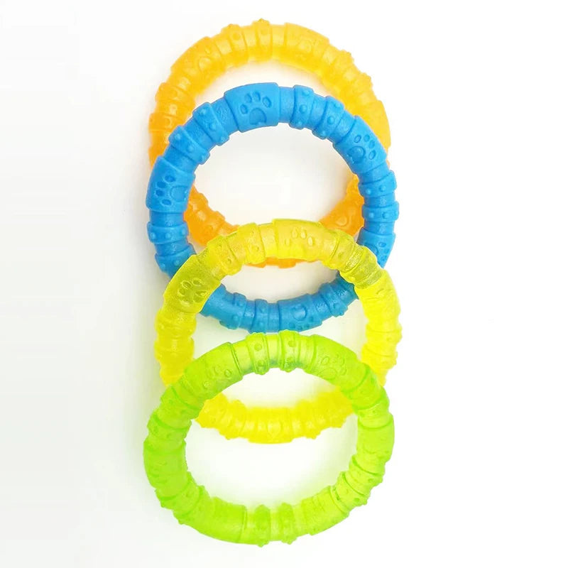 Hundespielzeug, interaktiv, bissfest, entlastet Langeweile, saubere Zähne, Gummiknochen, Gummiringe, geeignet für kleine Hunde