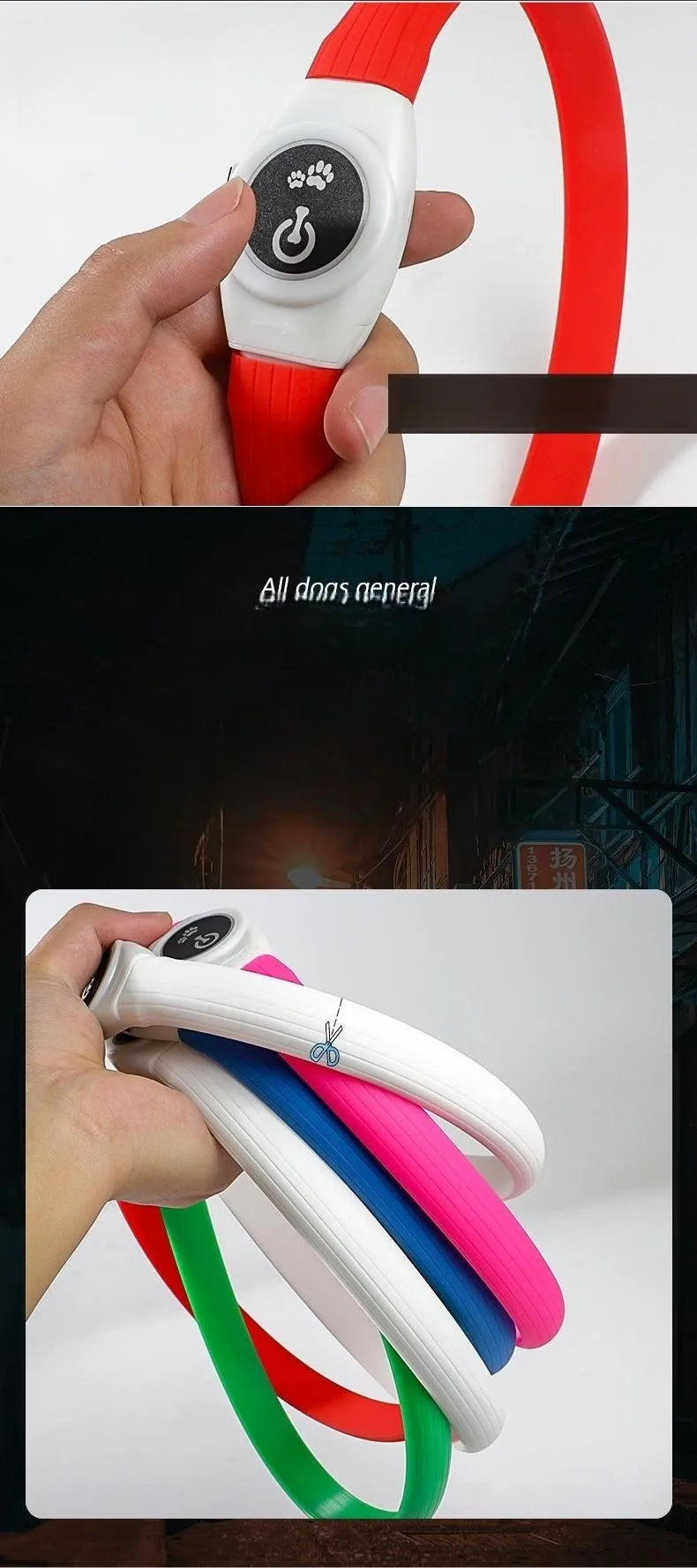 Neues LED-Leucht-Hundehalsband aus PVC, wasserdicht, für große, mittelgroße und kleine Hunde, USB-Licht, Nachtsicherheit, leuchtendes Haustierzubehör