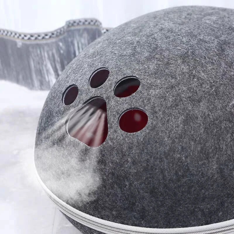 Katzenbett aus Naturfilz – gemütliche Katzenhöhle mit Kissen