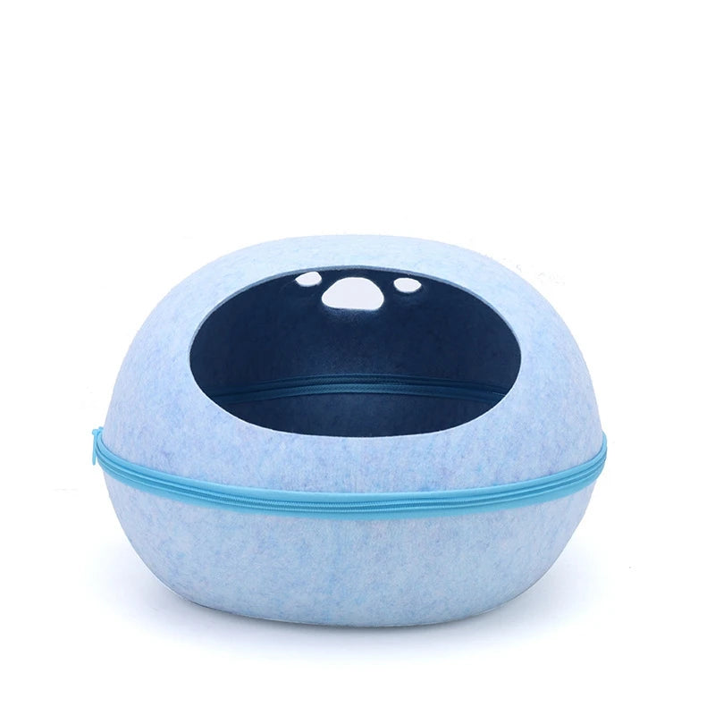 Katzenbett aus Naturfilz – gemütliche Katzenhöhle mit Kissen