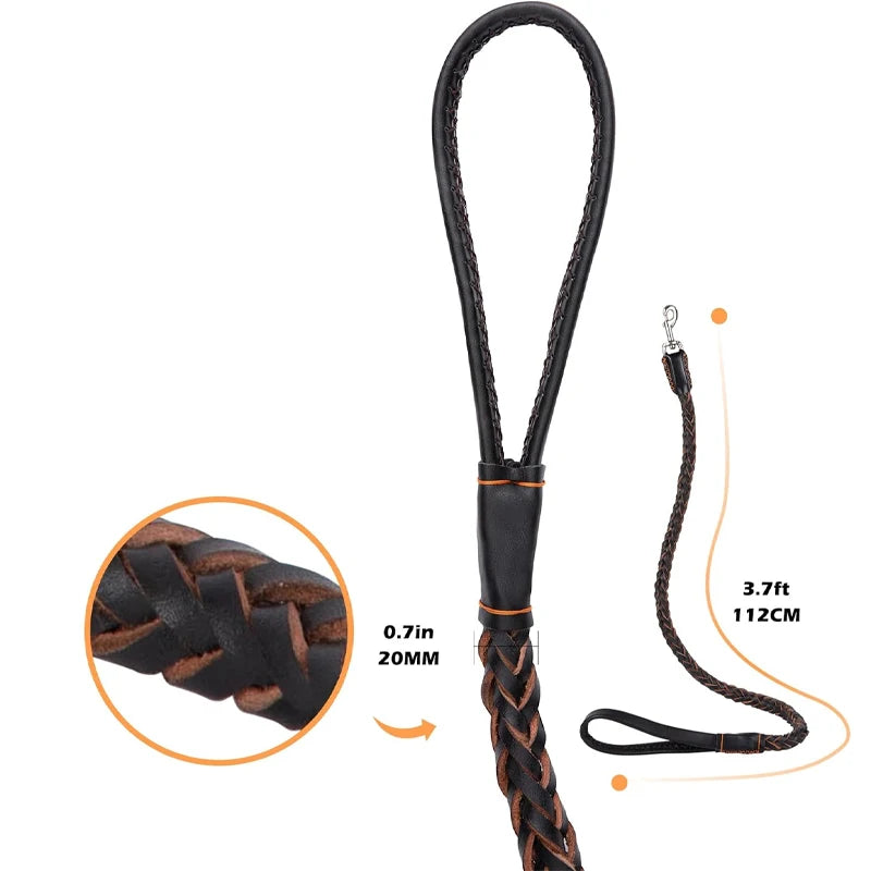 Schwere und leistungs fähige große Hunde leine. Echt leder geflochtene Hunde trainings leine für mittelgroße Hunde.