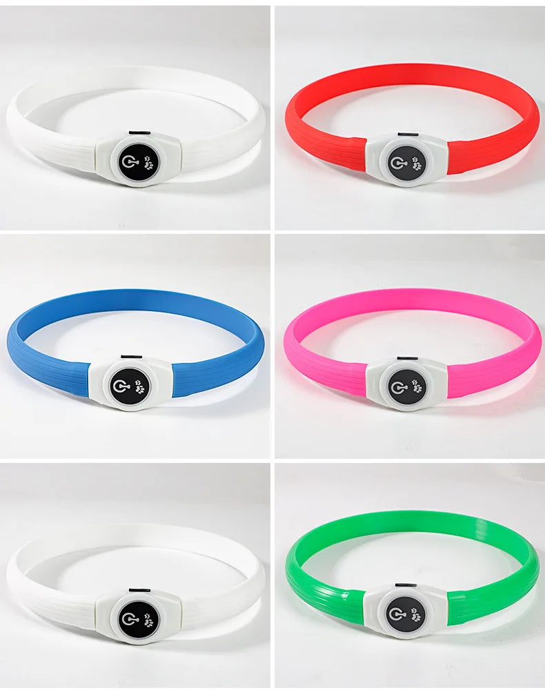 Neues LED-Leucht-Hundehalsband aus PVC, wasserdicht, für große, mittelgroße und kleine Hunde, USB-Licht, Nachtsicherheit, leuchtendes Haustierzubehör
