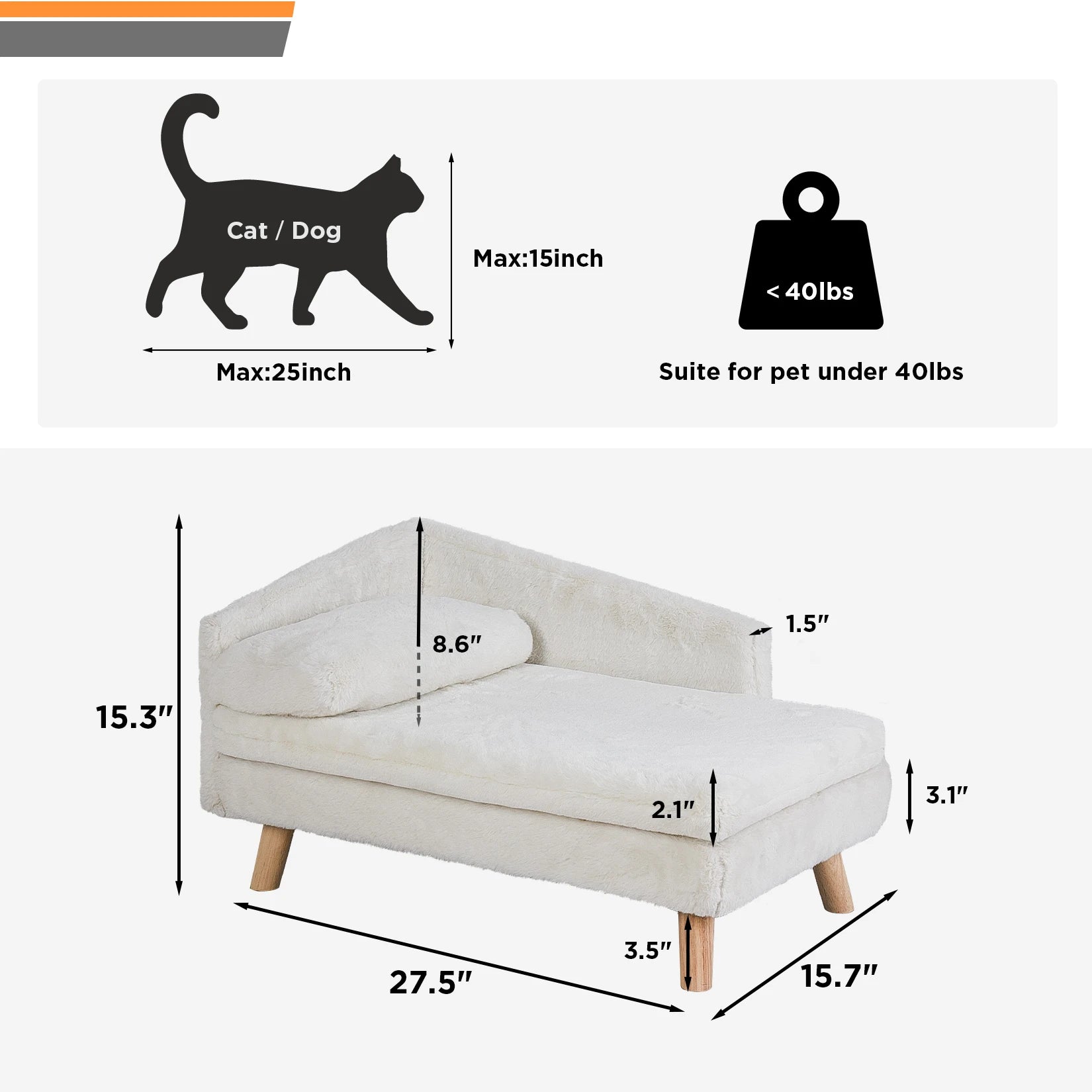 Erhöhtes Haustier bett,  Haustier hocker bett  wasserdicht, Haustier Schlafsofa mit stabilen Holzbeinen für kleine Hunde und Katzen