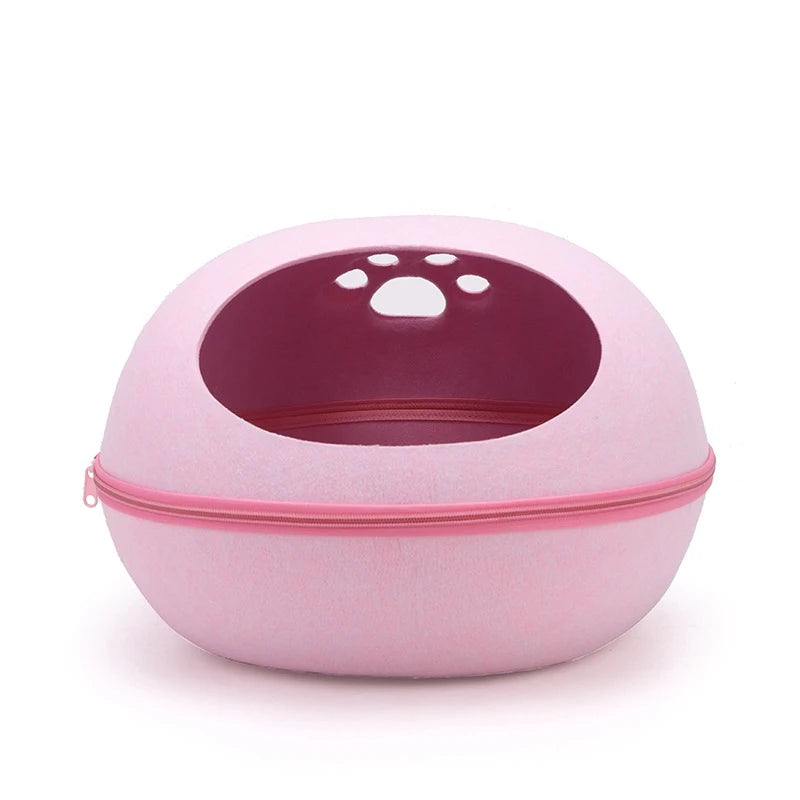 Katzenbett aus Naturfilz – gemütliche Katzenhöhle mit Kissen