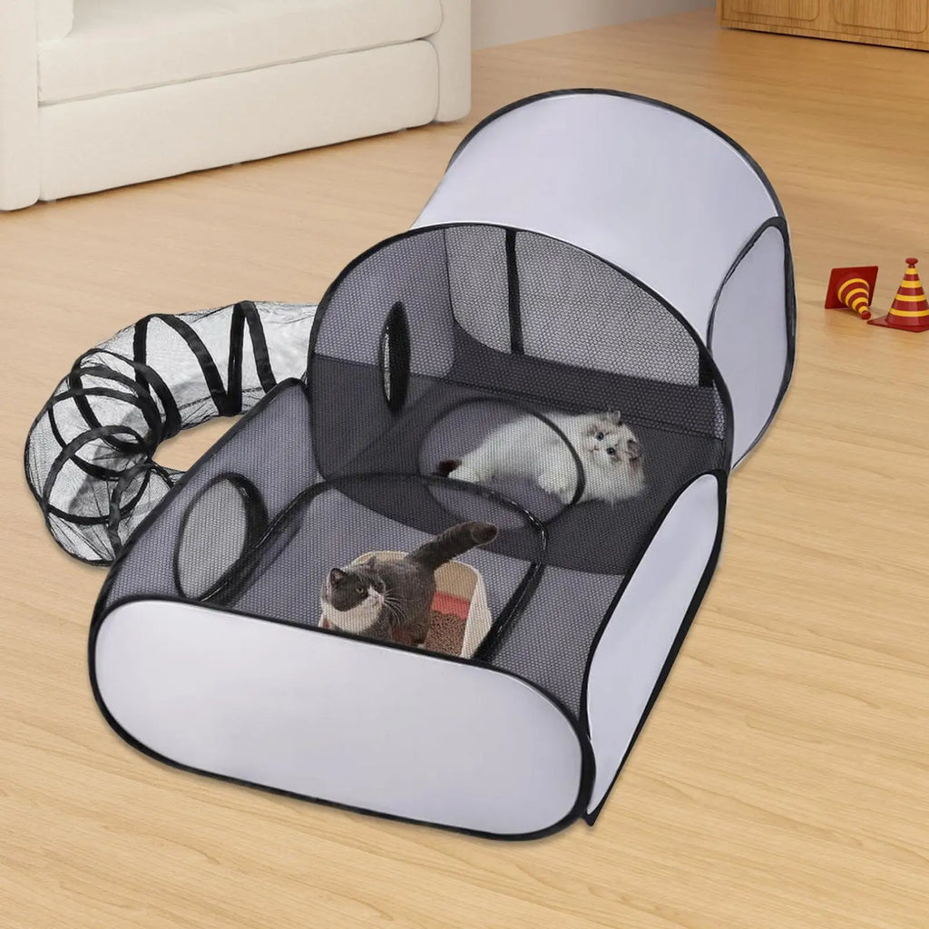 Faltbares Katzen-Spielzelt mit Tunnel – interaktiver Spielraum für drinnen & draußen