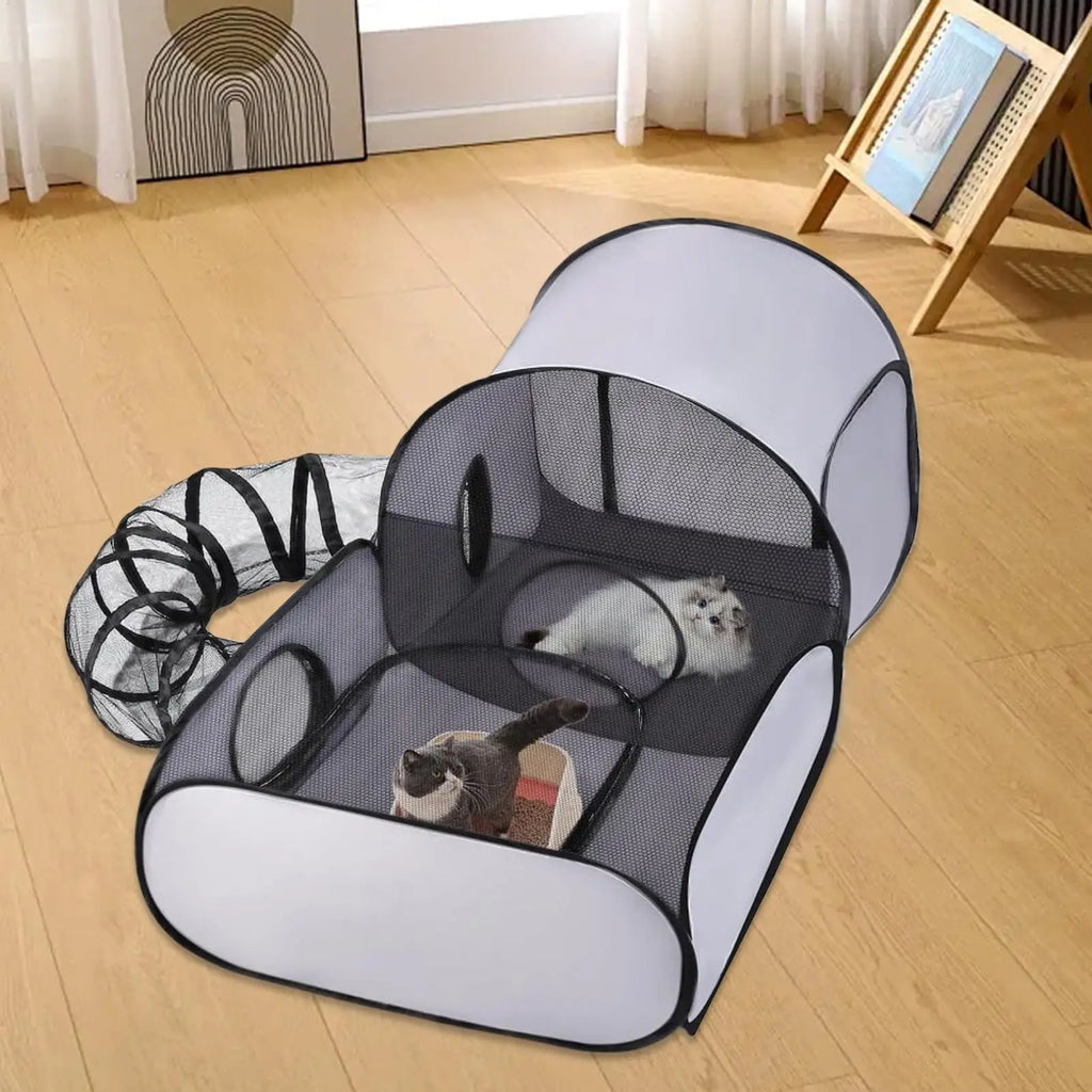 Faltbares Katzen-Spielzelt mit Tunnel – interaktiver Spielraum für drinnen & draußen