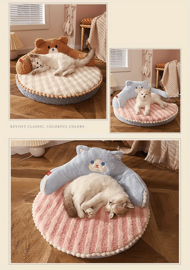 Rundes Katzenbett extra weich & flauschig – Kuschelbett für Katzen & kleine Hunde, waschbar, rutschfest