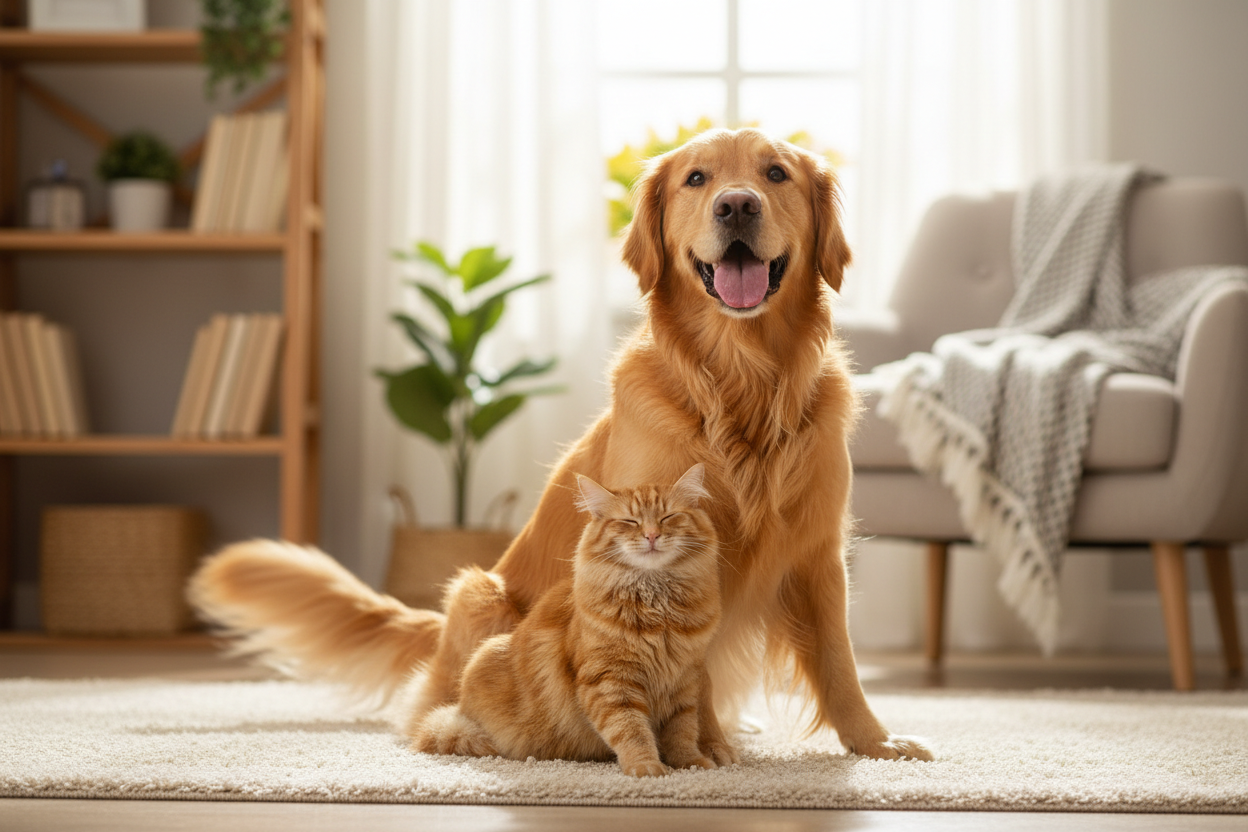 Hund Katze glücklich 